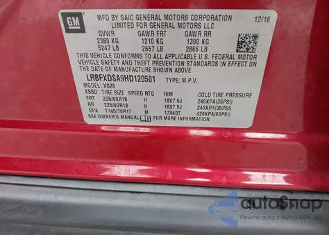 2017 Buick Envision Essence z USA, uszkodzony, nr VIN LRBFXDSA9HD120501